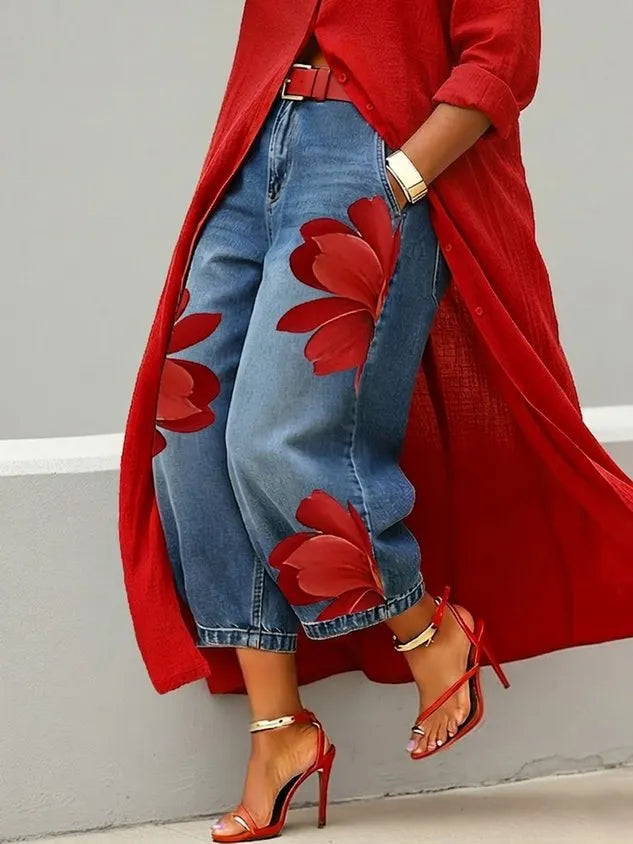 Casual Zipper Loose Bloomers Ankle Pants O-Line Daily Trousers