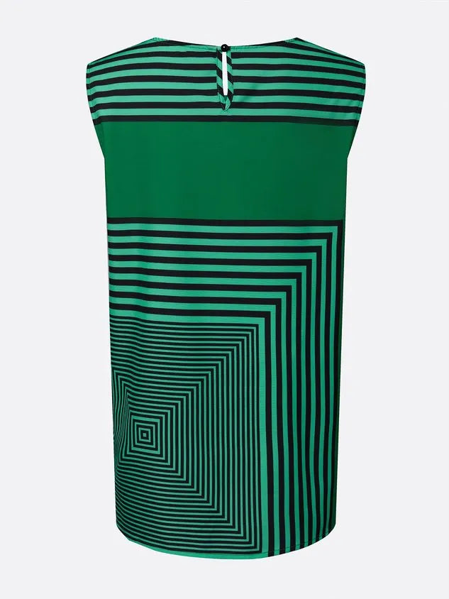 Urban Geometric Stripe Sleeveless Top Loose Fit Lightweight Daily