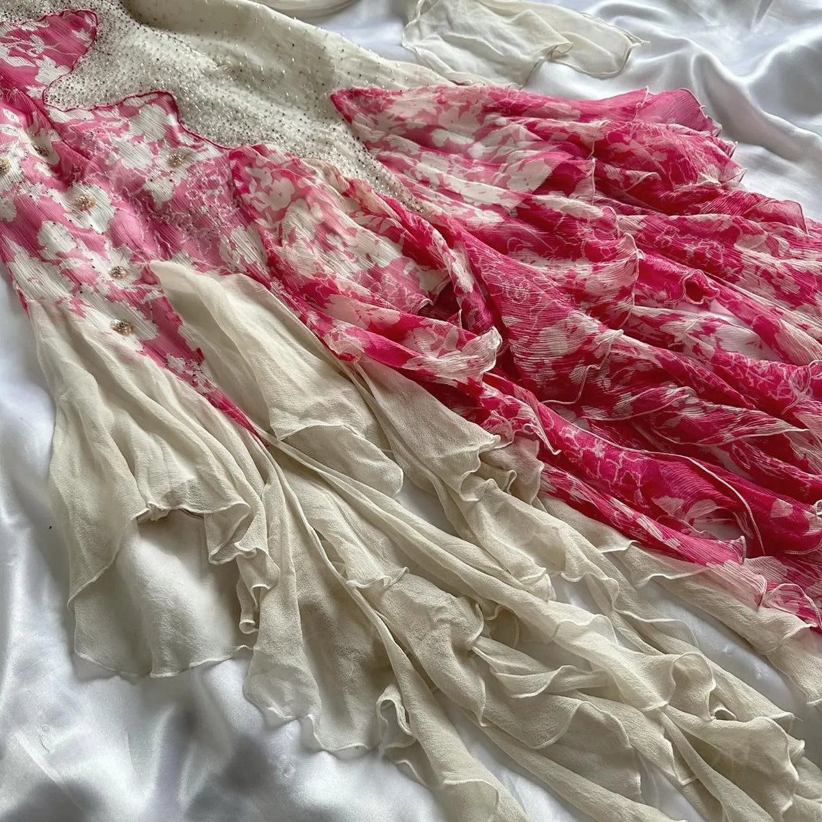 Women's White and Pink Dress