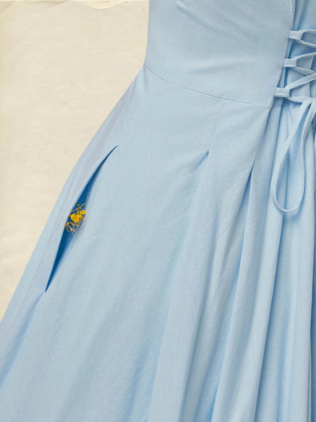 Maxi Linen Dress, Sleeveless, Shawl Collar, Plain, Button Design, Vintage, Blue