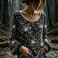 Women's Halloween Spider Web And Spider Sequin Crystal Print Top