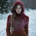 Vintage Celtic Forest Elf Gradient Cozy Hooded Sweater