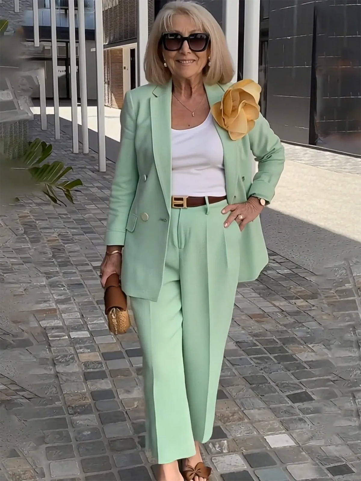 2Pcs Elegant Suit Pants Two-Piece Suit Jacket