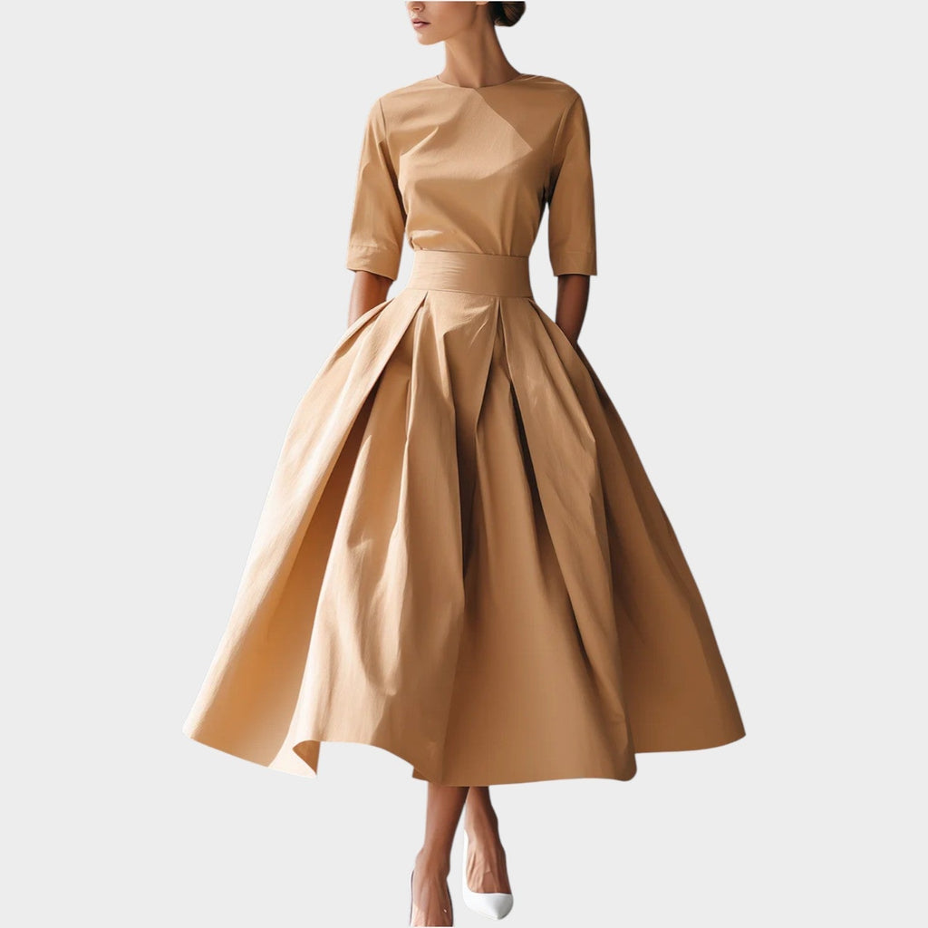 Chic Structured Midi A-Line Dress