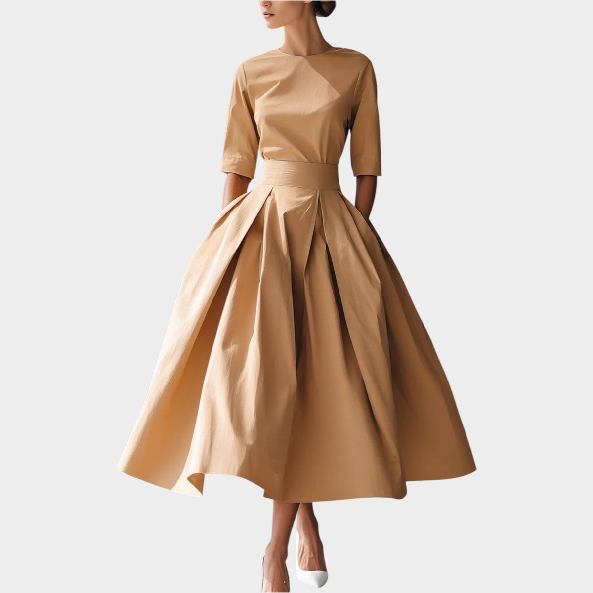 Chic Structured Midi A-Line Dress