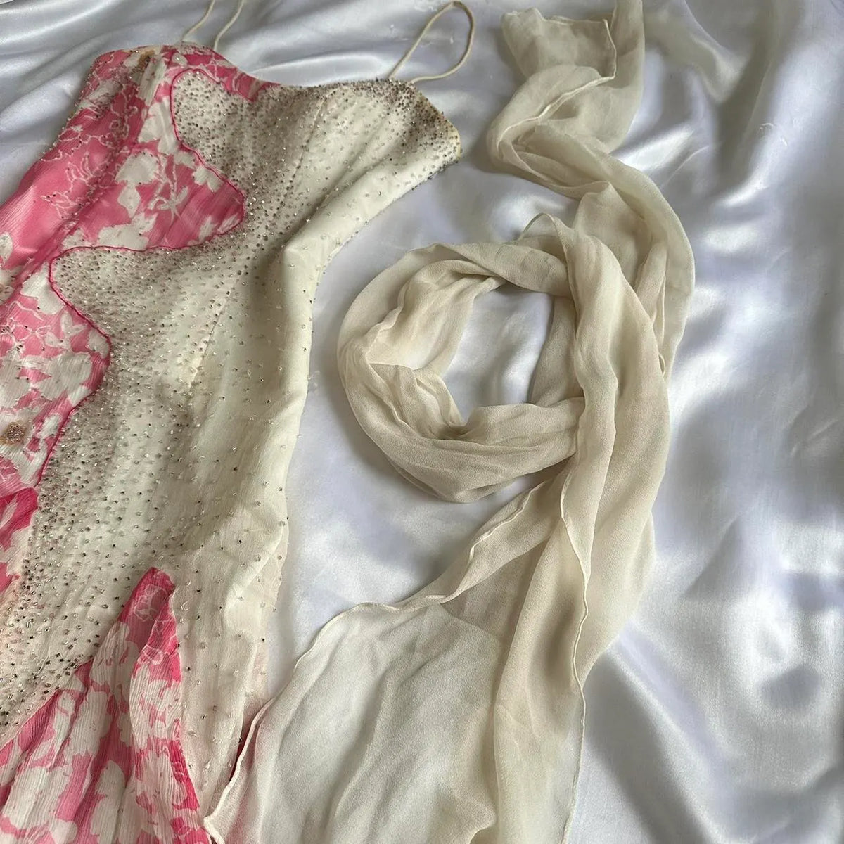 Women's White and Pink Dress