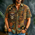 Men's Peace Love Music Hippie Camo Art Print Casual Shirt