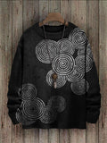 Men's Sea Waves Ripples Japanese Lino Art Cozy Sweater