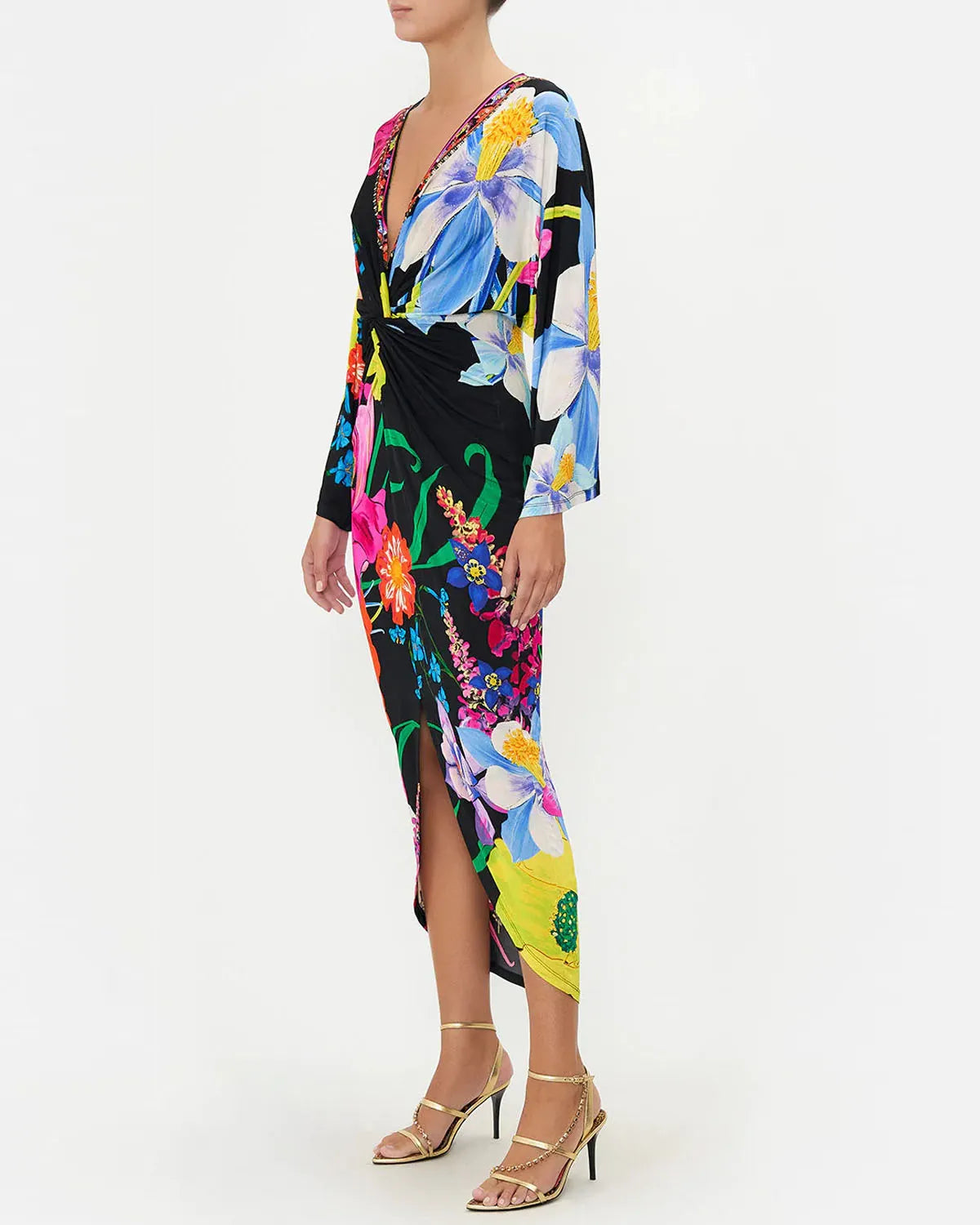 Long Split Front Twist Dress
