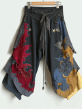 Summer and autumn Japanese men's loose contrast color retro trousers pants 24d8