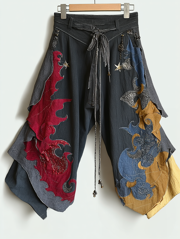Summer and autumn Japanese men's loose contrast color retro trousers pants 24d8