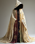 Star and moon 3D embroidery stitching contrasting ethnic style cape  f2b9