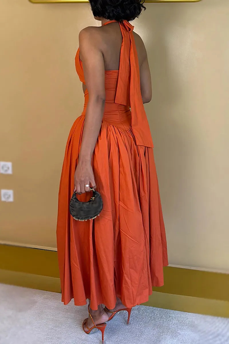 Women's Elegant Halter Cami A Line Skirt Set
