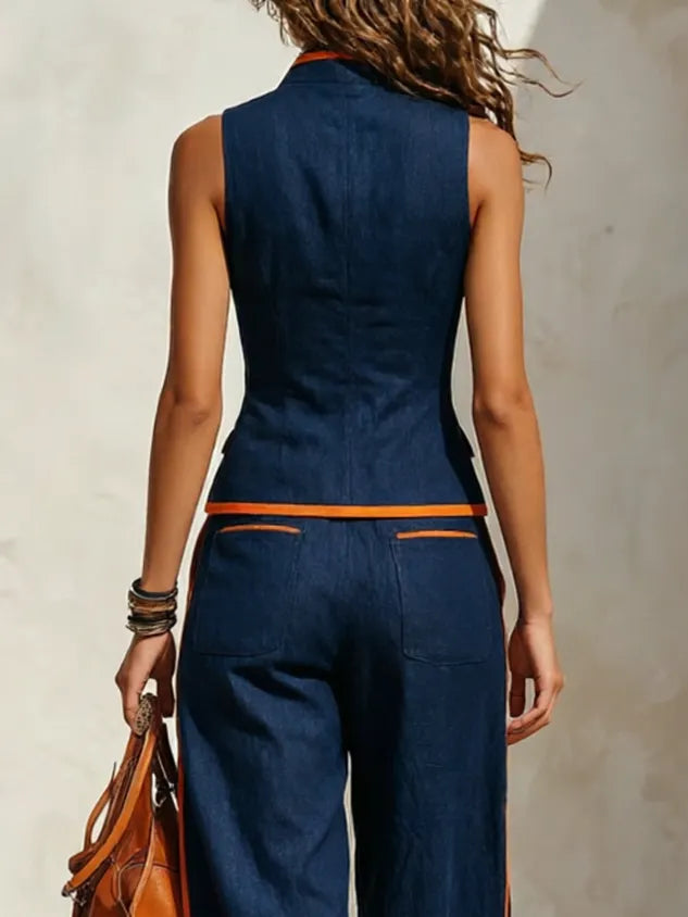 Cotton Casual Color Block Regular Fit Sleeveless Vest