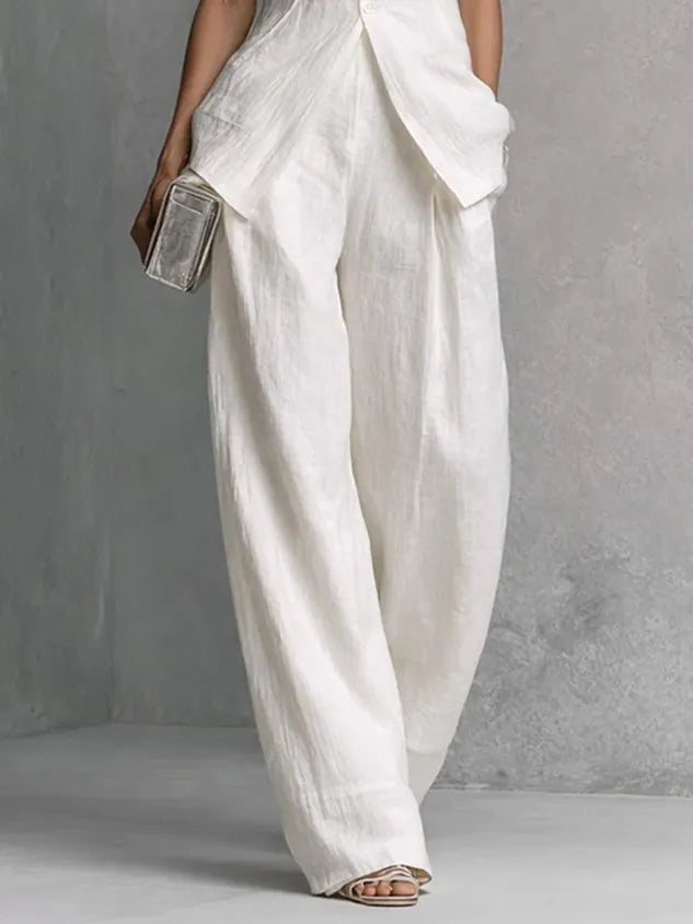 Casual Solid High Waisted H-Line Trousers