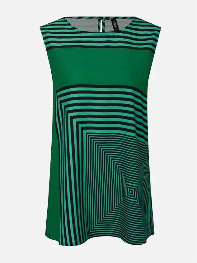 Urban Geometric Stripe Sleeveless Top Loose Fit Lightweight Daily