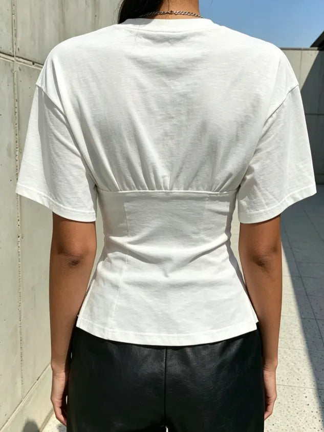 Casual Plain Button Detail T-shirt