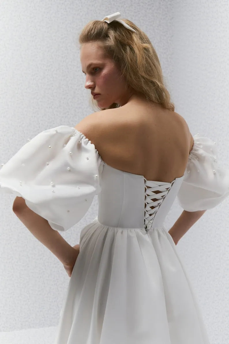 Penelope Dress, Elopement Dress, Bridal Shower Dress, Short Wedding Dress, Rehearsal dinner Dress