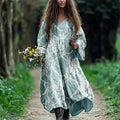 Vintage Floral Lace Linen Blend Flowy Maxi Dress