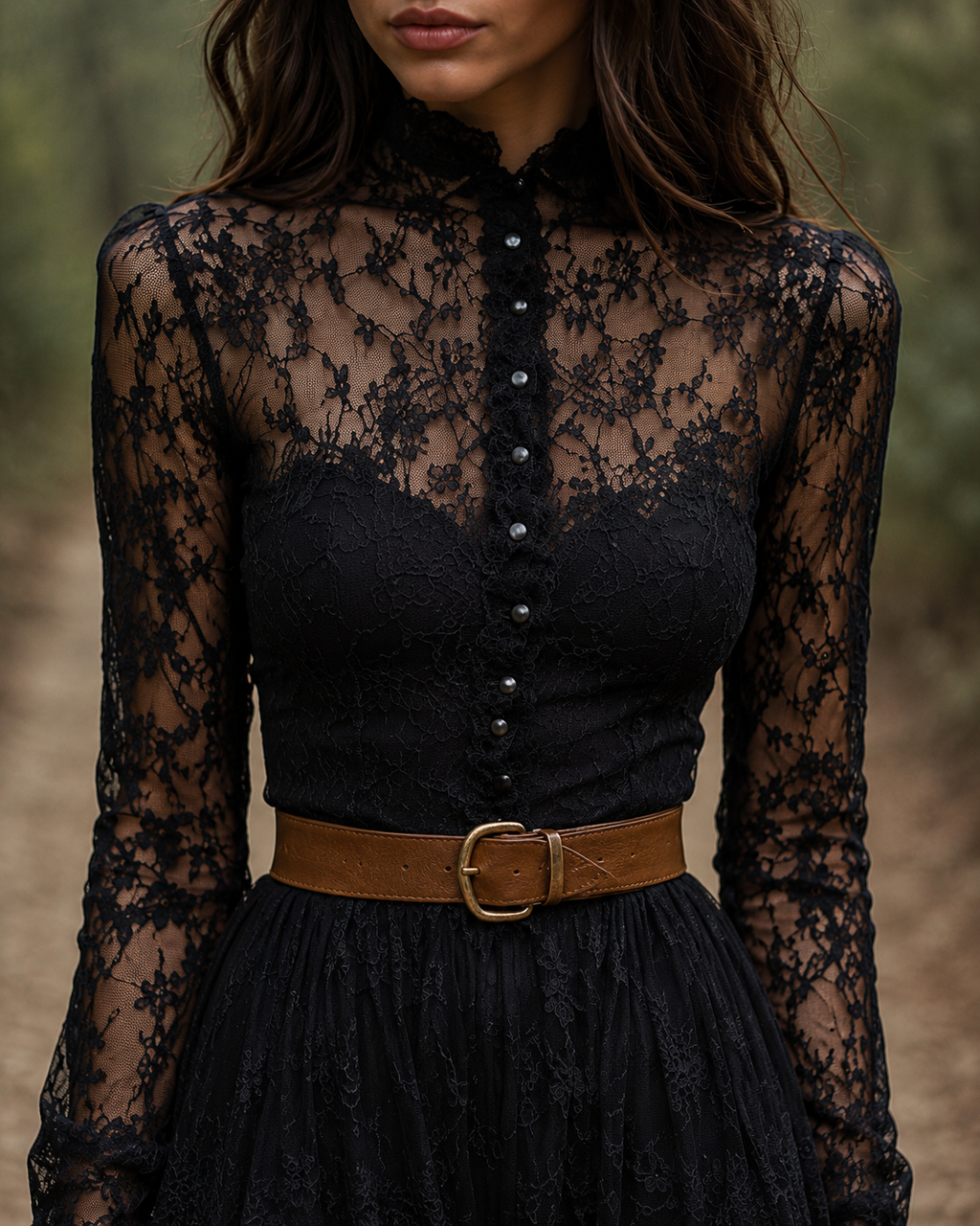 Black Sheer Lace Layered Maxi Dress