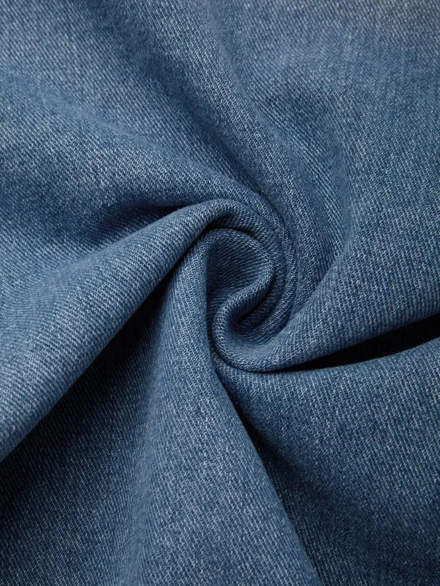 Casual Slit Plain Maxi Denim Skirt