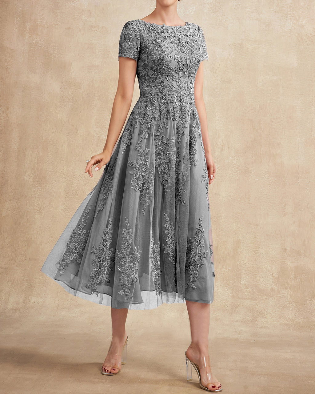 Fashion Elegant Lace Embroidered Dress - 01