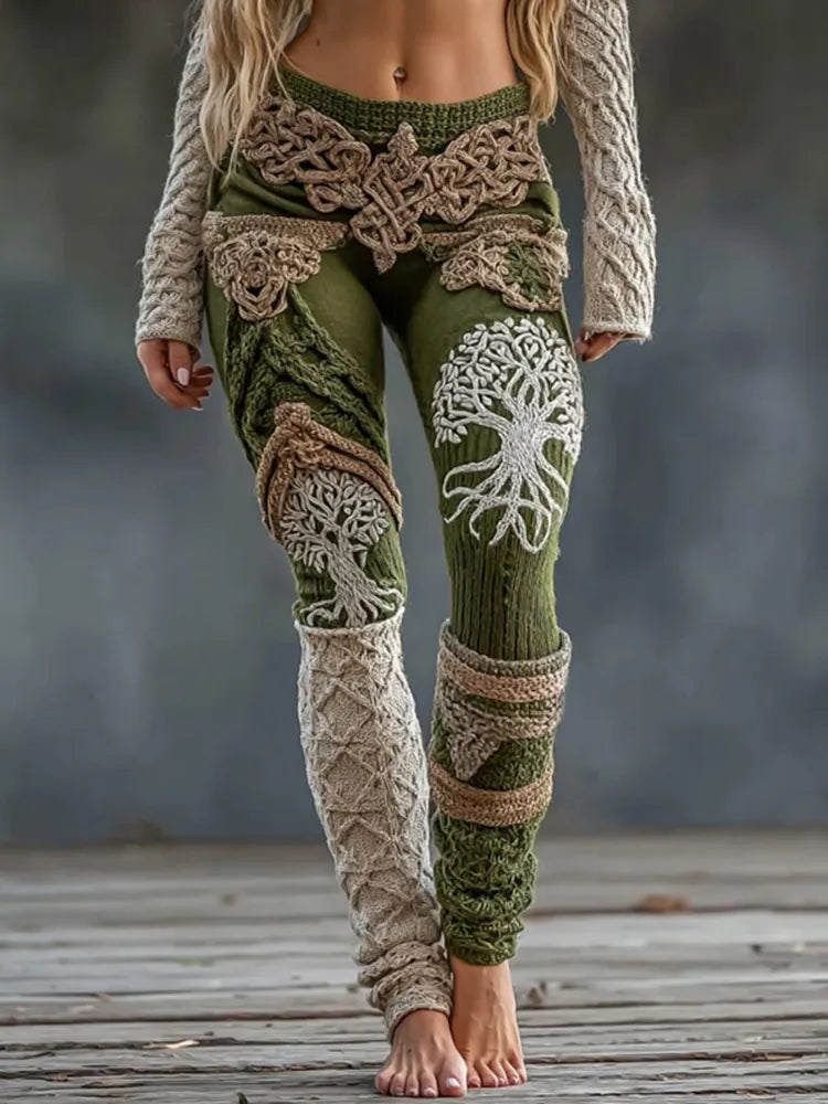Women's Viking Tree Of Life Celtic Knot Jacquard Leggings