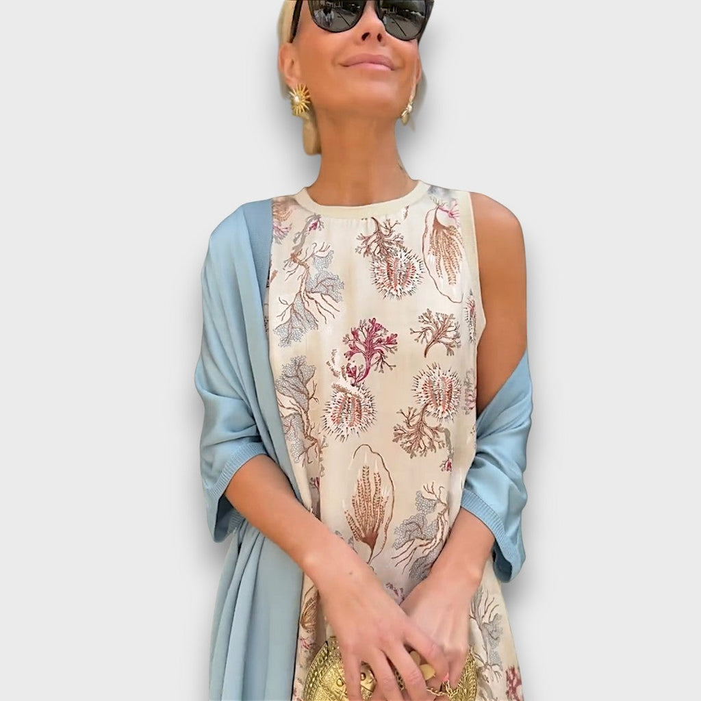 Long Floral Dress with Airy Jacket