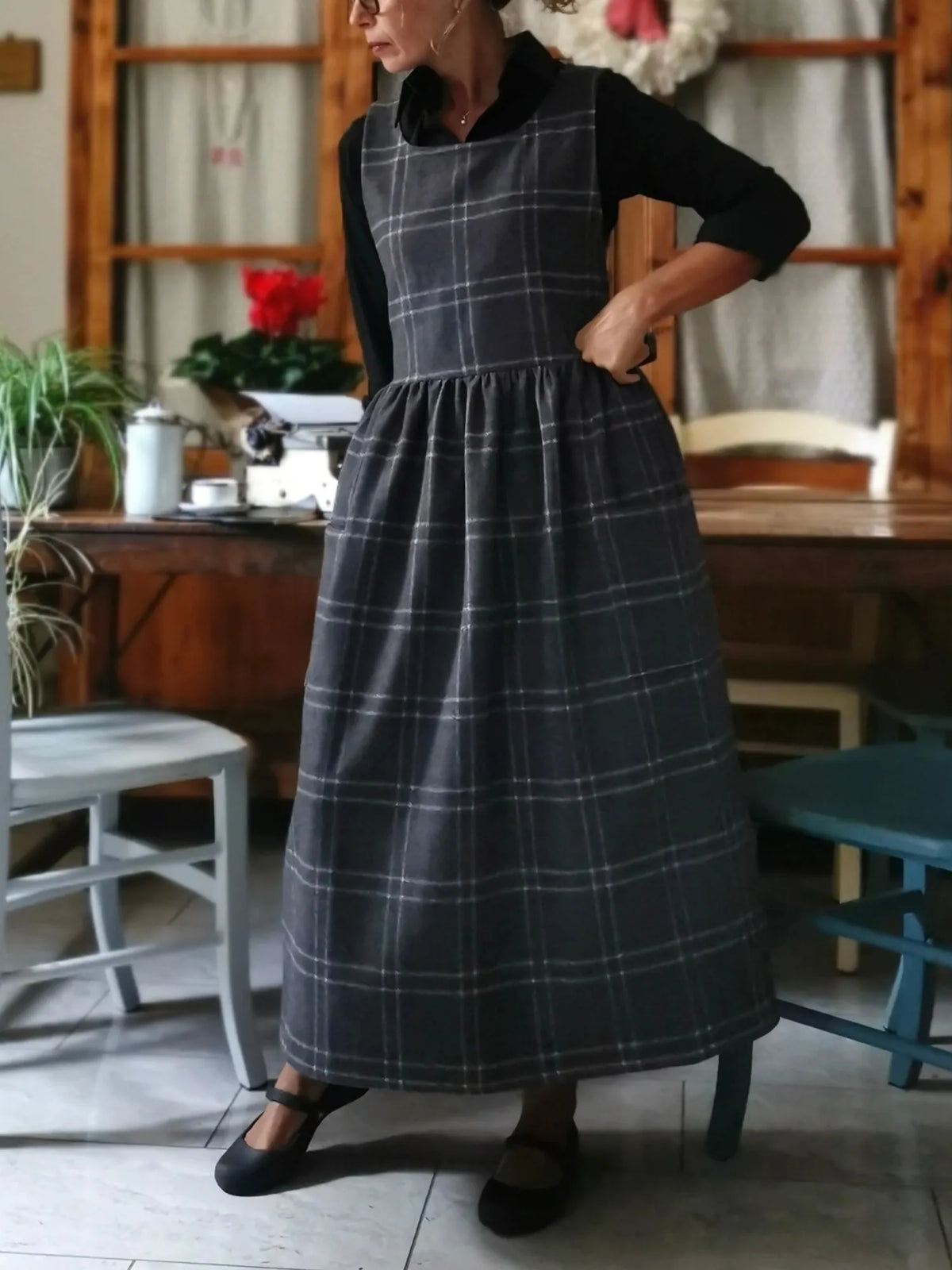 Grey Tartan Apron