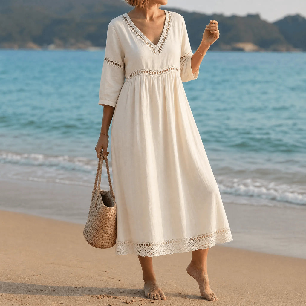 Solmera – Crochet Trim Midi Dress