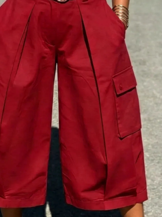Casual Plain Pocket Stitching Cargo Pants Pant With No Belt