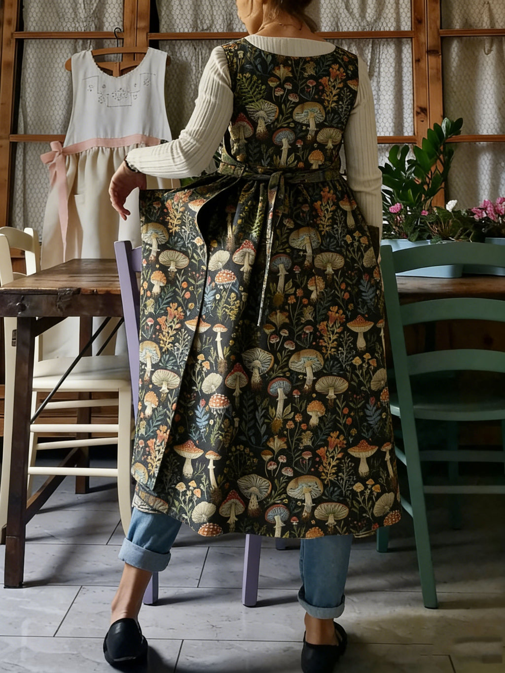 Whimsical Mushroom & Floral Apron