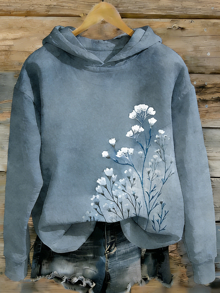Women's Japanese-style Floral Print Casual Sweatshirt