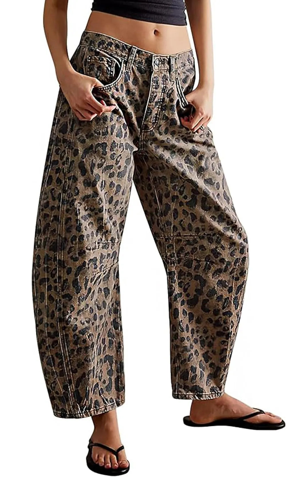 BURNHONEY Women Wide Leg Cropped Jeans Y2k Mid Rise Baggy Jeans Boyfriend Denim Pants Harem Pants