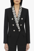 Women Black 2 Piece Suit With Designer Glass Stone Work./two piece suit/Womens Suit Set/Wedding Suit/ Women’s Coats Suit Set.