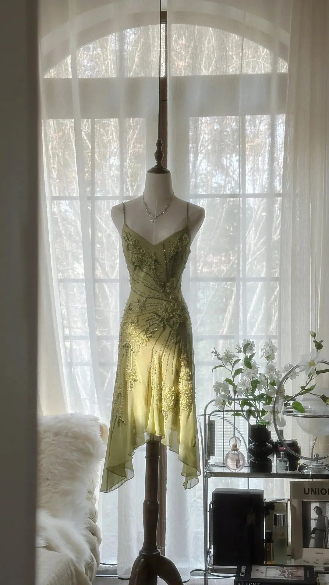 Vintage Evening Dresses, Sleeveless Green Party Gowns  25516