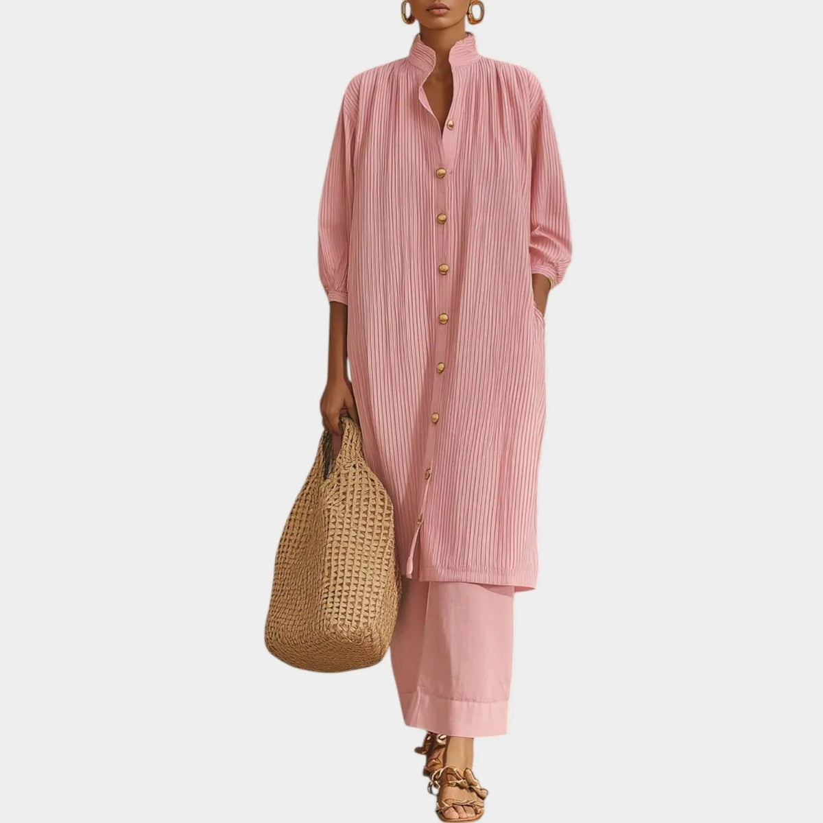 ButtonâDown Tunic and WideâLeg Pant Set