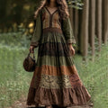 Vintage Vintage Embroidered Lace Art Comfy Maxi Dress