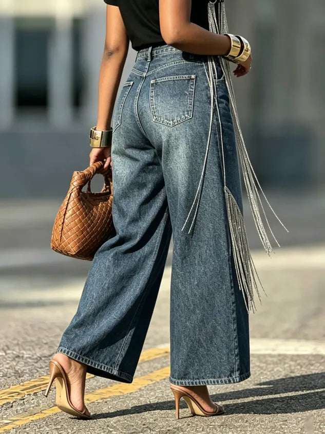 Casual Plain Loose Denim Jeans