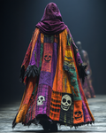 Men's Printed Contrast Hooded Oversized Coat 1e58