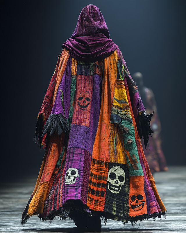 Men's Printed Contrast Hooded Oversized Coat 1e58