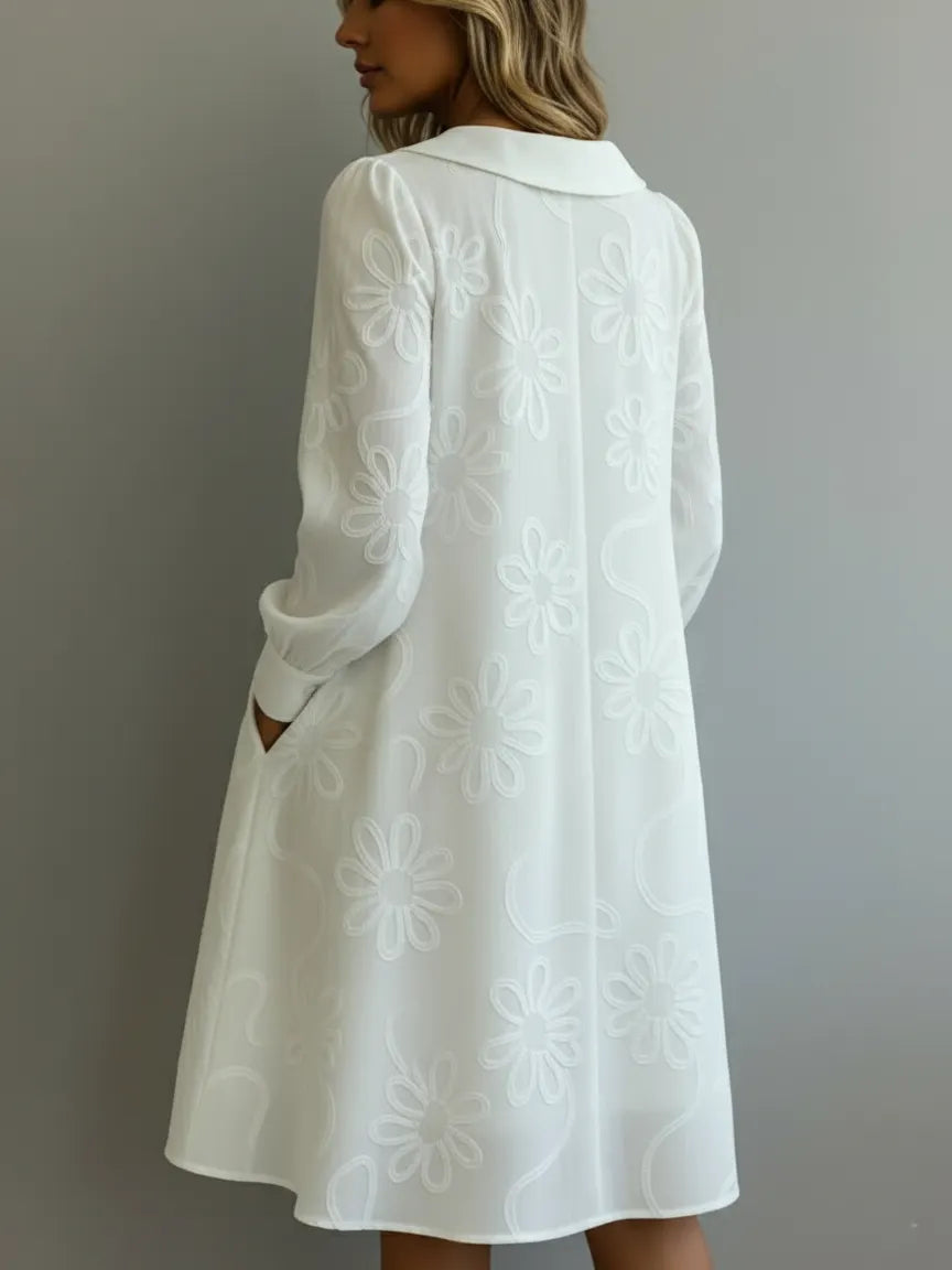Vintage Peter Pan Collar Embroidered Floral Dress