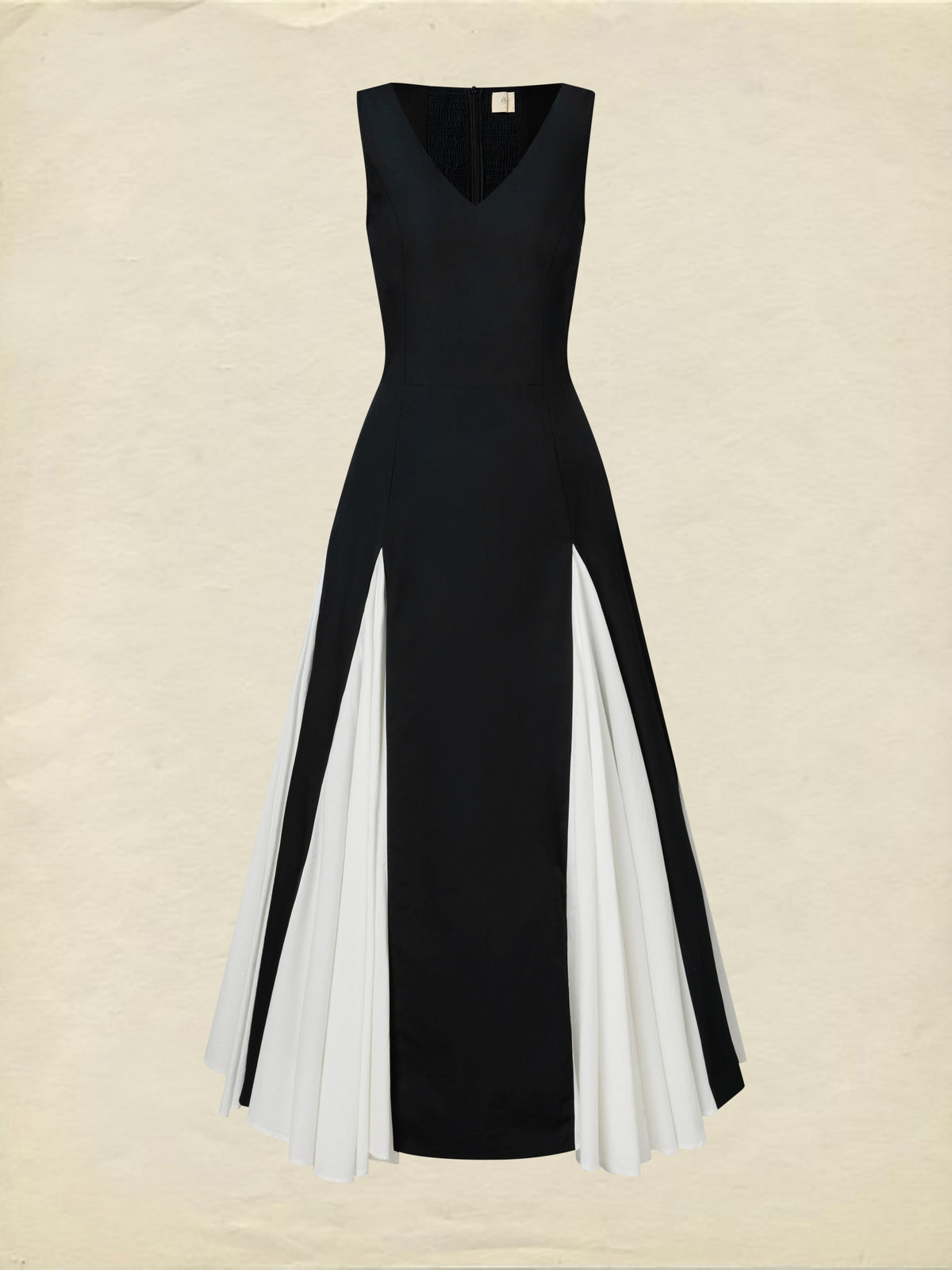 Maxi Cotton Dress, Sleeveless, V Neck, Plain, French Vintage, Black