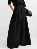High Waisted Loose Pleated Solid Color Pants