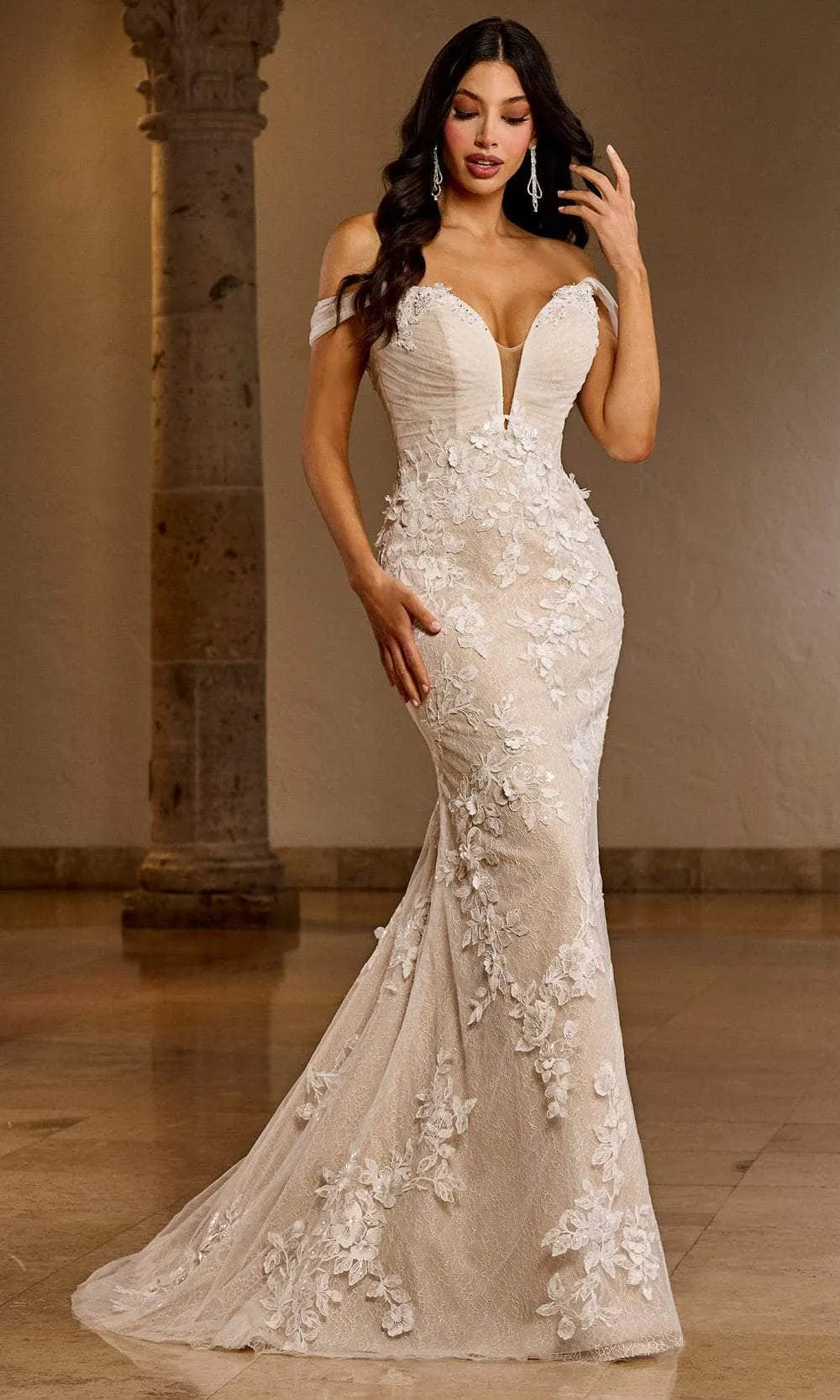 Rachel Allan RB5039 - Floral Appliqued Overskirt Bridal Gown