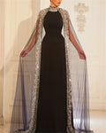 Liquid Starlight: Mesh Sequin Floor-Length Evening Gown