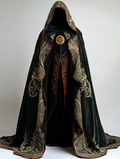 Ethnic dark magic badge distressed long wizard cape 4bf8