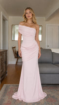 Asymmetrical Ruched Off-the-Shoulder Mermaid Evening Gown