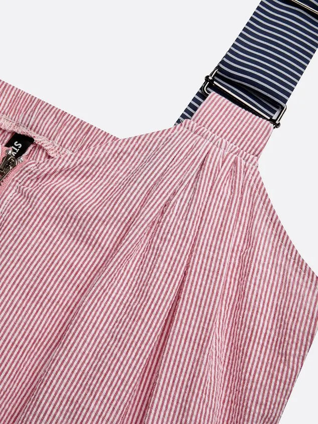 Casual Striped Loosen Overall Jumpsuit