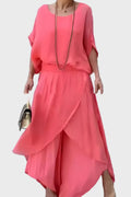 Top Wide and Trousers with Rips â Two-Piece Set in Chiffon